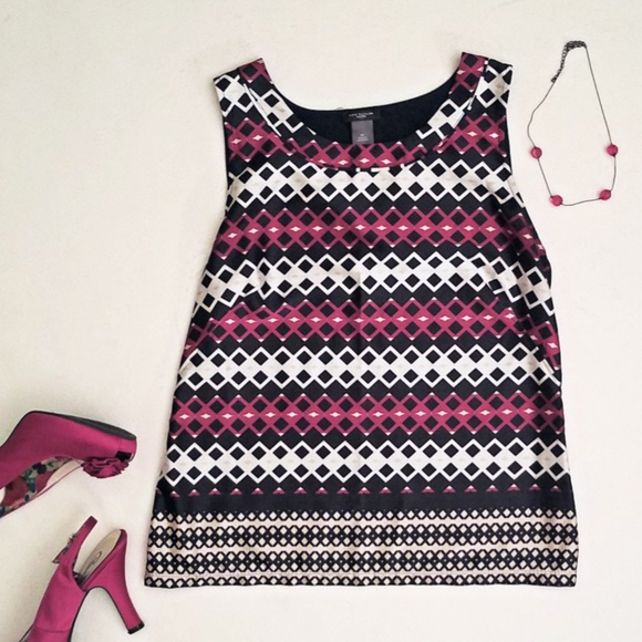 Ann Taylor Petite Navy & Pink Sleeveless Blouse - Picture 2 of 4